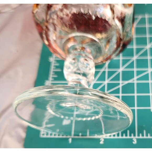 Tiffin Franciscan Kings Crown Ruby Thumbprint Flashed Glasses Barware Wine Set V - Picture 6 of 14